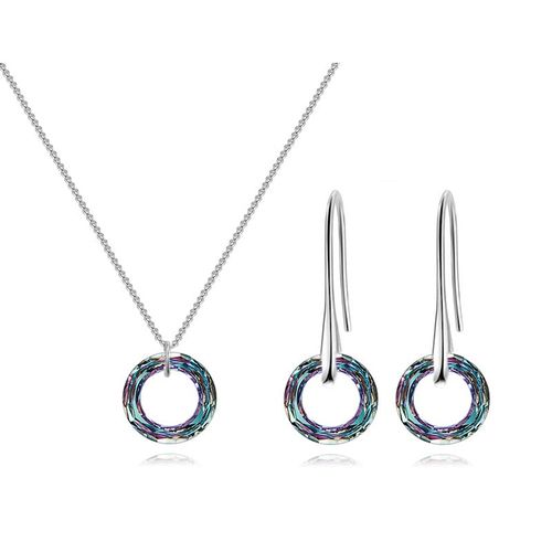 Ensembles De Bijoux En Cristal De Cercle De Pierre De Paupières Pour Les Femmes, Mode Exquise, Pendentif Cubique Contre-Indiqué, Collier De Zircone, Boucle D'oreille Piercing Pour Le Mariage, Nouveau