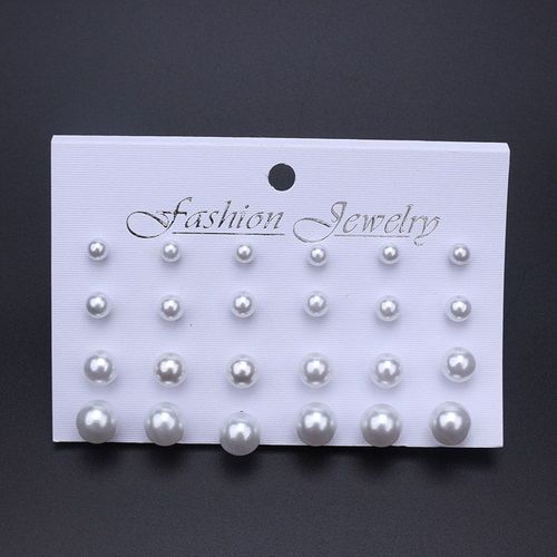 Boucles D'oreilles Pour Femmes Coréennes 12 Paires/Ensemble Beige Blanc Perle Simple Mode Boucles D'oreilles Bijoux De Mariage Pour Cadeau Saint Valentin