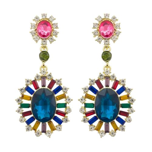 Boucles D'oreilles Longues En Cristal Pour Filles, Pendentif Rond De Luxe, Grande Goutte En Strass, Accessoires De Mariage, Bijoux D'oreille