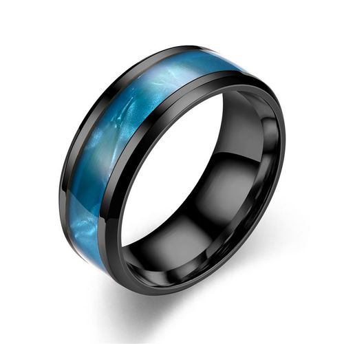 Bague Classique En Acier Inoxydable Pour Hommes, Bague De Couple En Titane, Coquille Bleue, Bijoux De Mariage, 2023