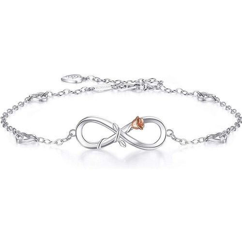 Bracelet De Cheville Pour Femmes, 6 Styles, Rose Fleur, Argent, Zircone Cubique, C¿Ur Infini, Chaîne Élégante, Cadeau D'été Pour La Plage