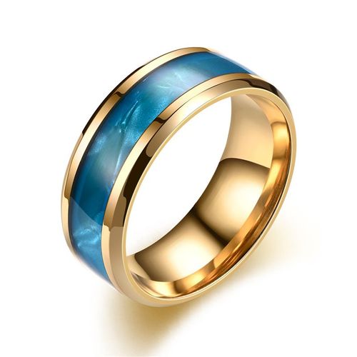Bague Classique En Acier Inoxydable Pour Hommes, Bague De Couple En Titane, Coquille Bleue, Bijoux De Mariage, 2023