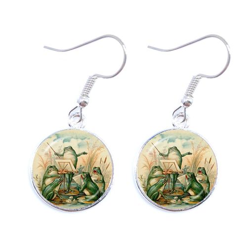 Boucles D'oreilles Classiques Conte De Fées Pour Femmes, Bijoux Faits À La Main, Ligne Fine, Plaqué Argent, Goutte D'eau, Cabochon En Verre De 16mm, Nouvelle Collection 2021