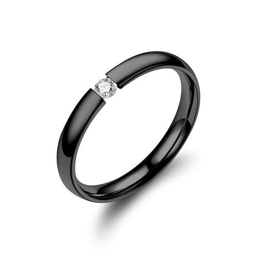 Bague De Couple Ouverte À La Mode Américaine, En Acier Inoxydable, Strass, Personnalité Simple