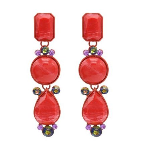 Boucles D'oreilles Style Bohémien En Résine Pour Femmes, Longues, Couleur Unie, Noir, Rouge, Violet, Pierres Précieuses Acryliques, Accessoires Bijoux