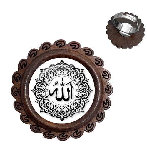 Bague Arabe Musulmane En Bois, Cabochon En Verre De 20mm, Breloque Religieux I Love Allah, Bijoux Pour Hommes Et Femmes, Cadeau
