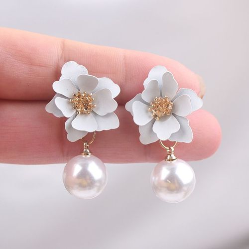 Boucles D'oreilles Goutte De Fleur De Document Jaune Pour Femmes, Pétales Multicouches, Perle 216.239., Accessoires D'oreille Féminins Élégants, Pmot