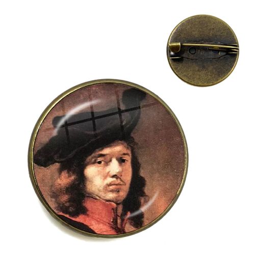 Vermeer ? Broches De Peinture À L'huile Pour Fille, Couleur Argent, Style Punk, Porte Perle 20mm/25mm, Cabochon En Verre, Broches De Collier, Badge Cadeau