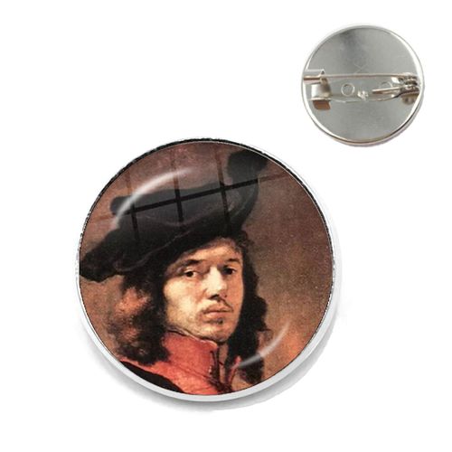 Vermeer ? Broches De Peinture À L'huile Pour Fille, Couleur Argent, Style Punk, Porte Perle 20mm/25mm, Cabochon En Verre, Broches De Collier, Badge Cadeau