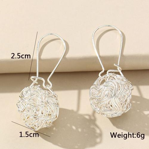 Boucles D'oreilles En Boule Creuse Pour Femmes, Design Ajustable, Couleur Argent, Bijoux À La Mode, Boucles D'oreilles Inhabituelles