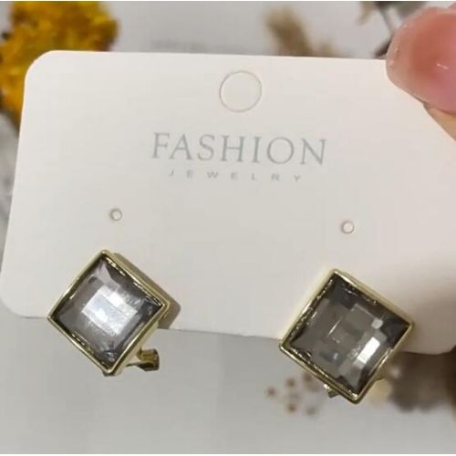 Boucles D'oreilles Carrées En Cristal Pour Femmes, Boucles D'oreilles Losange Gris, Boucles D'oreilles Simples, Déclaration Géométrique, Bijoux D'oreille, Petit