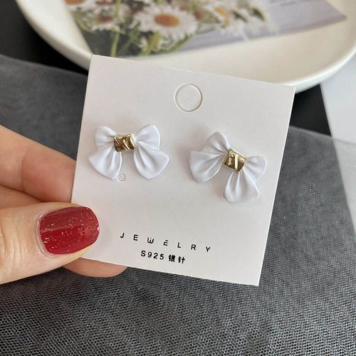 Boucles D'oreilles À N¿Ud Papillon Pour Filles, Couleur Noire Et Rouge, En Métal Tricoté, Accessoires De Mariage