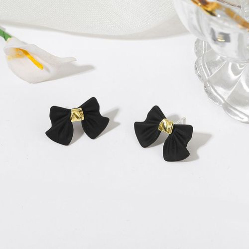 Boucles D'oreilles À N¿Ud Papillon Pour Filles, Couleur Noire Et Rouge, En Métal Tricoté, Accessoires De Mariage