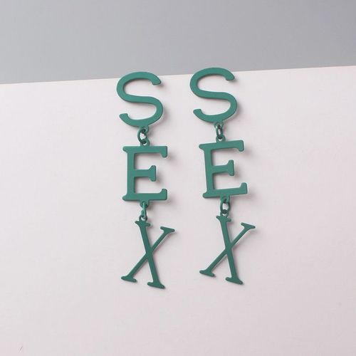 Boucles D'oreilles Pendantes En Métal Sex Pour Femmes, Boucles D'oreilles Pendantes, Lettre Document Rouge, Cadeau De Fête, Nouvelle Mode