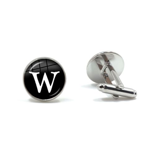 Boutons De Manchette En Forme De Dôme En Verre, 26 Lettres, Corde Avec Nom D'équipe, Bouton Noir En Cuir, Chemise Pour Homme, Cadeau De Mariage