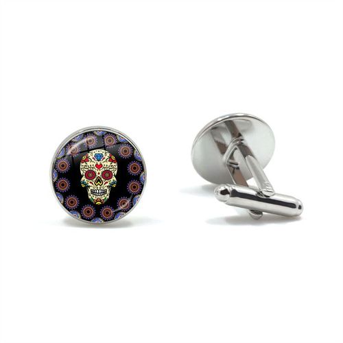 Boutons De Manchette De Haute Qualité Pour Hommes, Bijoux Avec Motif Squelette, Forme Tête De Mort, Style Mexicain, Français, Cadeau Idéal