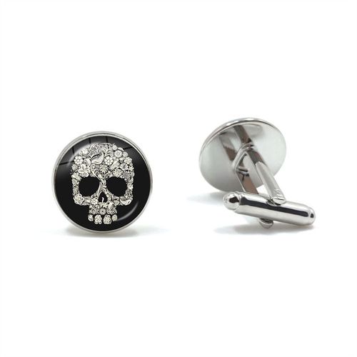 Boutons De Manchette De Haute Qualité Pour Hommes, Bijoux Avec Motif Squelette, Forme Tête De Mort, Style Mexicain, Français, Cadeau Idéal