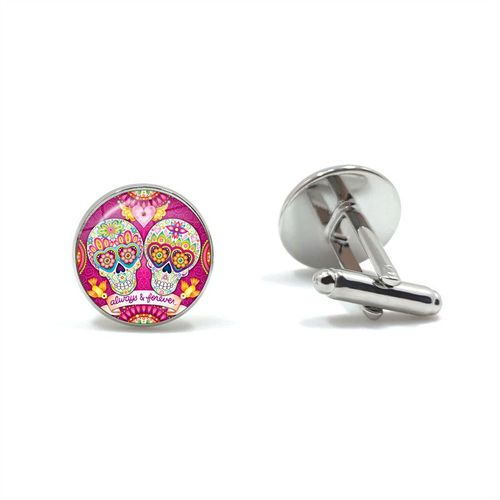 Boutons De Manchette De Haute Qualité Pour Hommes, Bijoux Avec Motif Squelette, Forme Tête De Mort, Style Mexicain, Français, Cadeau Idéal