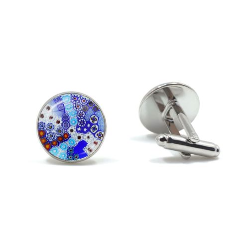 Boutons De Manchette En Cuivre, Fleur Multicolore, 16mm, En Verre, Cabochon, Manches En Cuivre, Bijoux Pour Hommes, Cadeau, Vente En Gros