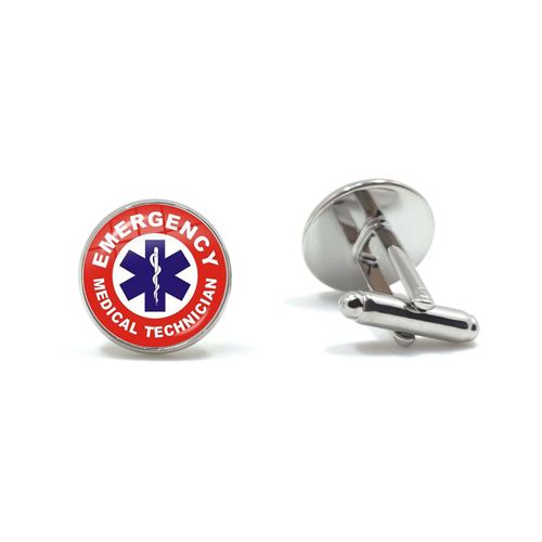 Boutons De Manchette Avec Logo De Technicien Médical D'urgence, Cabochon En Verre, Étoile Bleue De La Vie, Signe Emt, Cadeau Pour Homme