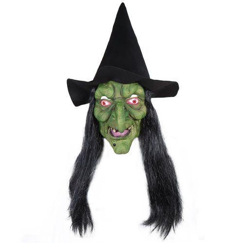 Masque De Sorcière D'horreur Pour Halloween, Avec Chapeau, Cosplay, Hag De Clown Effrayant, Masques En Latex, Visage Vert, Grand Nez, Accessoires De Fête Pour Les Vieilles Femmes