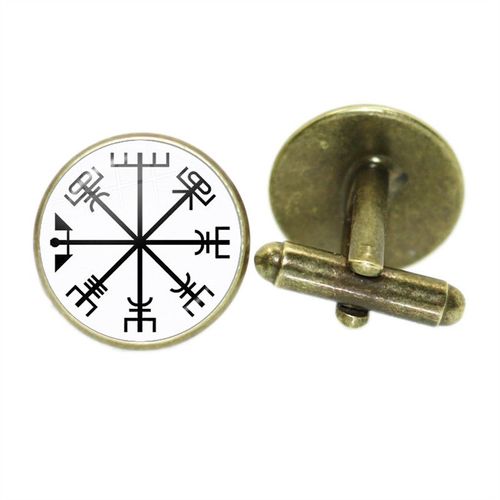 Boutons De Manchette Pour Hommes, Style Nordique, Mode Vikings Boussole Runes, Couleur Argent, Dôme De Verre, Chemise, Combinaison, Liens De Manchette, Cadeau Pour Mari, Haute Qualité