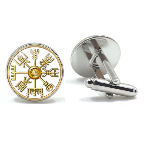 Boutons De Manchette Pour Hommes, Style Nordique, Mode Vikings Boussole Runes, Couleur Argent, Dôme De Verre, Chemise, Combinaison, Liens De Manchette, Cadeau Pour Mari, Haute Qualité