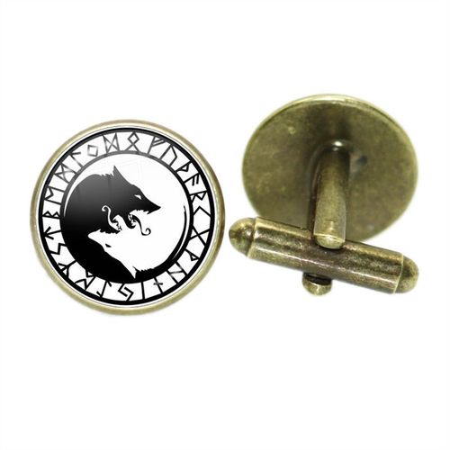 Boutons De Manchette Pour Hommes, Style Nordique, Mode Vikings Boussole Runes, Couleur Argent, Dôme De Verre, Chemise, Combinaison, Liens De Manchette, Cadeau Pour Mari, Haute Qualité