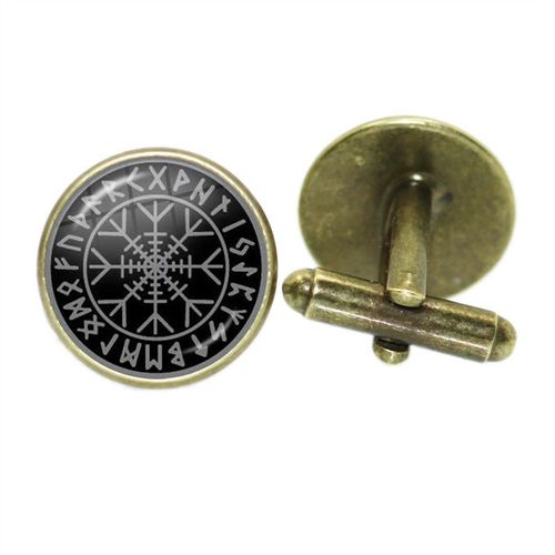 Boutons De Manchette Pour Hommes, Style Nordique, Mode Vikings Boussole Runes, Couleur Argent, Dôme De Verre, Chemise, Combinaison, Liens De Manchette, Cadeau Pour Mari, Haute Qualité