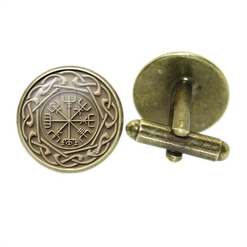 Boutons De Manchette Pour Hommes, Style Nordique, Mode Vikings Boussole Runes, Couleur Argent, Dôme De Verre, Chemise, Combinaison, Liens De Manchette, Cadeau Pour Mari, Haute Qualité