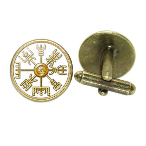 Boutons De Manchette Pour Hommes, Style Nordique, Mode Vikings Boussole Runes, Couleur Argent, Dôme De Verre, Chemise, Combinaison, Liens De Manchette, Cadeau Pour Mari, Haute Qualité