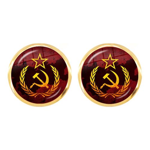 Boucles D'oreilles En Acier Inoxydable Pour Femmes, Bijou Classique Avec Étoile Rouge, Marteau, Faucille, Emblème Du Communion, Cabochon En Verre Cccp