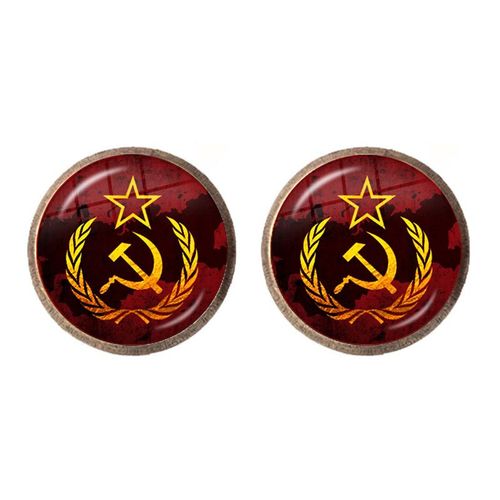 Boucles D'oreilles En Acier Inoxydable Pour Femmes, Bijou Classique Avec Étoile Rouge, Marteau, Faucille, Emblème Du Communion, Cabochon En Verre Cccp