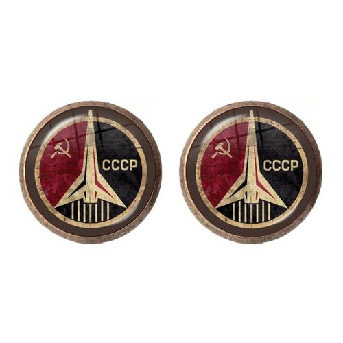 Boucles D'oreilles En Acier Inoxydable Pour Femmes, Bijou Classique Avec Étoile Rouge, Marteau, Faucille, Emblème Du Communion, Cabochon En Verre Cccp