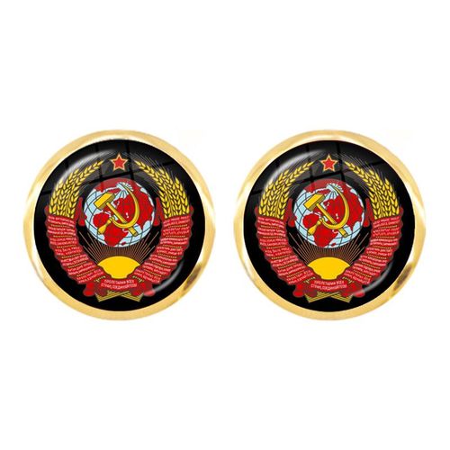 Boucles D'oreilles En Acier Inoxydable Pour Femmes, Bijou Classique Avec Étoile Rouge, Marteau, Faucille, Emblème Du Communion, Cabochon En Verre Cccp