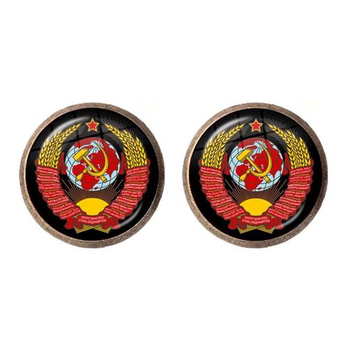 Boucles D'oreilles En Acier Inoxydable Pour Femmes, Bijou Classique Avec Étoile Rouge, Marteau, Faucille, Emblème Du Communion, Cabochon En Verre Cccp