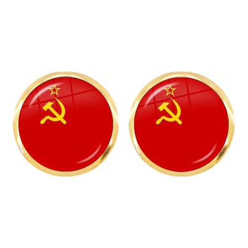 Boucles D'oreilles En Acier Inoxydable Pour Femmes, Bijou Classique Avec Étoile Rouge, Marteau, Faucille, Emblème Du Communion, Cabochon En Verre Cccp