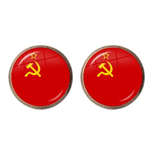 Boucles D'oreilles En Acier Inoxydable Pour Femmes, Bijou Classique Avec Étoile Rouge, Marteau, Faucille, Emblème Du Communion, Cabochon En Verre Cccp