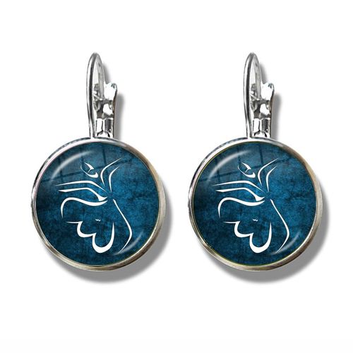 Boucles D'oreilles Avec Cabochon En Verre Plaqué Argent Pour Femme, Bijoux Musulmans Islamiques, Français, Breloque Religieux, I Love Allah, Cadeau