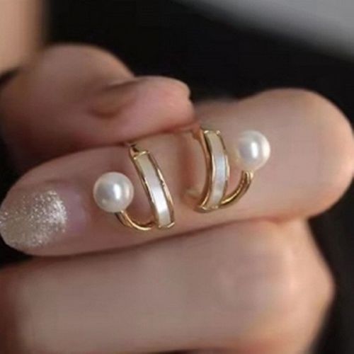 Boucles D'oreilles À Tige De Perle Simulée Pour Femme, Perle Blanche, Biscuits Chic, Charmant, Cadeau D'anniversaire, Nouveau, Coréen