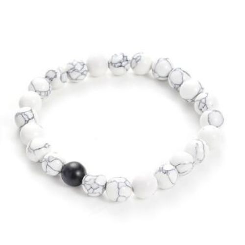 Scontemle-Bracelet De Distance Classique En Pierre Naturelle, Blanc Et Noir, Yin Composer, Perlé, Pour Homme Et Femme, Meilleur Ami, 2 Pièces