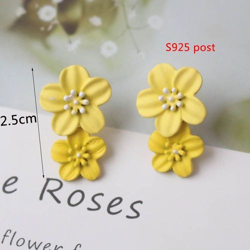 Boucles D'oreilles Pendantes Fleur Jaune Pour Femmes, Boucles D'oreilles Pendantes, Perle, Creux, Carré, Déclaration, Mode Coréenne, Document, 216.239.