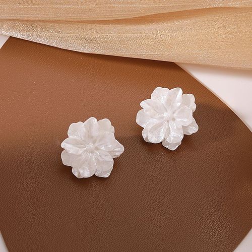 Boucles D'oreilles À Tige Fleur Blanche Pour Femmes, Acrylique Plié, Côté Charmant, Boucles D'oreilles Florales Douces Pour Filles, Bijoux D'oreille De Style Japonais, 2023