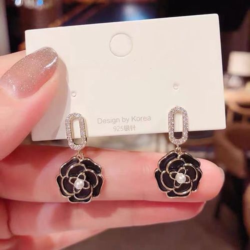 Boucles D'oreilles En Émail Blanc, Fleur Ovale, Cristal, Top, Imitation Perle, Nouvelle Mode, Pendentif Floral
