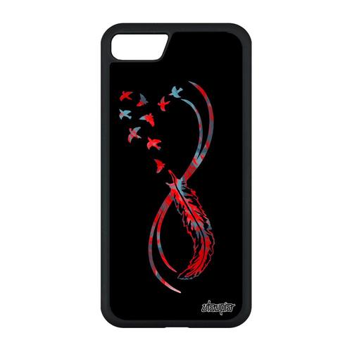 Coque Silicone Iphone Se 2022 Infini Rouge Jolie Mobile Plume Multicolore Oiseau Etui Couleur Cover Symbole Portable Sans Fin