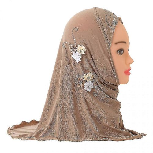2-6 Ans Filles Hijab Musulman Avec 6 Fleurs Masque Arabe Islamique Sable Et Protection Solaire Écharpe Châles