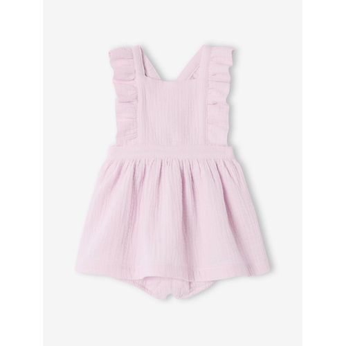 Robe Naissance Avec Culotte Cache-Couche Intégrée Rose