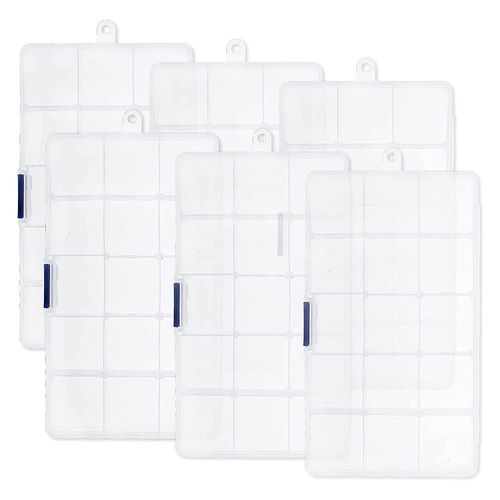 6 Pcs Boîte De Conteneur En Plastique Organisateur De Compartiment Transparent, Petite Boîte De Rangement Empilable Avec Réglable