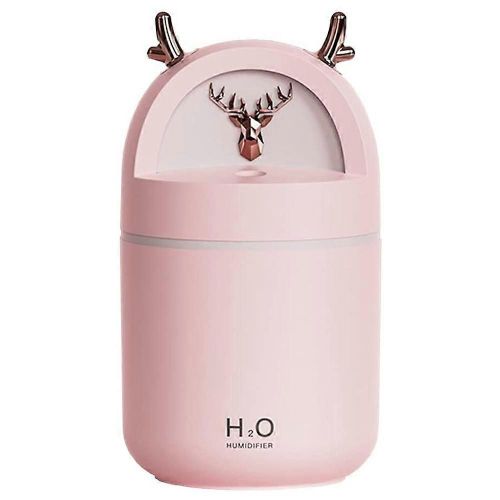 Mini humidificateur de bureau à domicile de chambre mignonne, humidificateur de voiture USB de renne, portable multifonctionnel à ultrasons (rose)