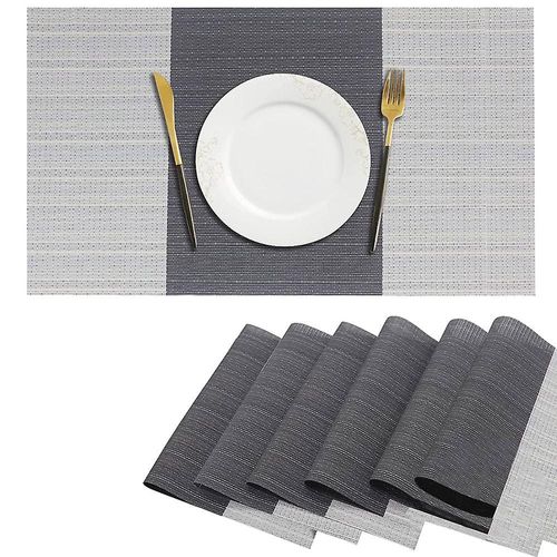 Set De Table Lot De 6 Sets De Table Résistants À La Chaleur Sets De Table En Pvc Lavables Résistants À L¿Usure Pour Table, Gris